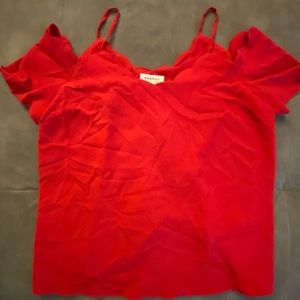 Red off the shoulder shirt